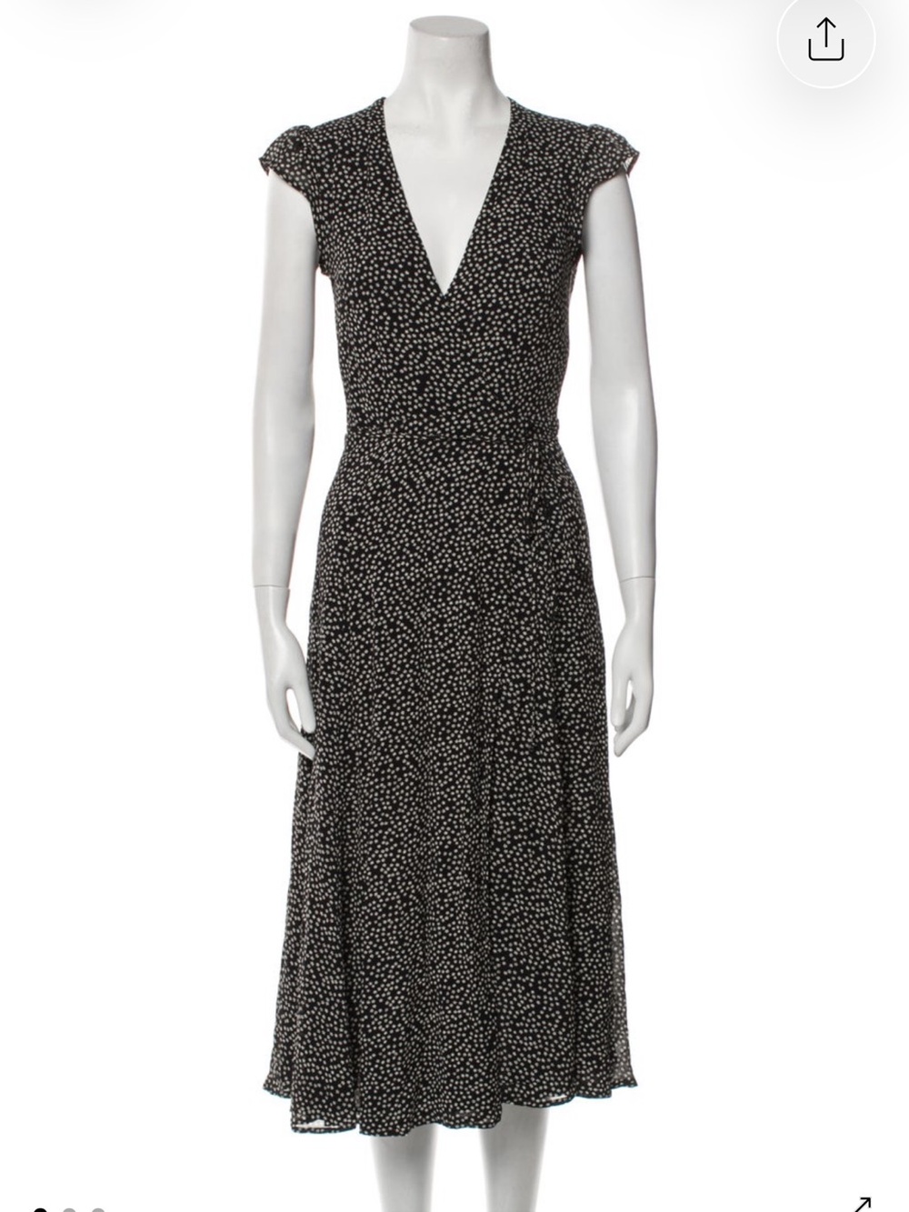 Reformation Black and White Polka Dot Midi Wrap Dress